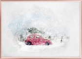 Poster Met Metaal Rose Lijst - Retro Toy Car Poster