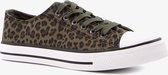 Scapino dames canvas gympen met luipaardprint - Groen - Maat 41