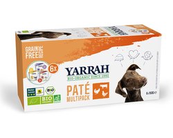 6x150 gr Yarrah organic hond multipack pate kalkoen / kip / rund hondenvoer