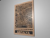 Dutchstormdesign-Stratenkaart-laser-gesneden-Stadskaart Antalya met coördinaten
