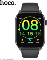 HOCO Y3 Smartwatch - Zwarte sporthorloge met vierkant display - Beschikt over o.a. stappenteller, hartslagmeter, slaapmonitor & diverse sportmodus