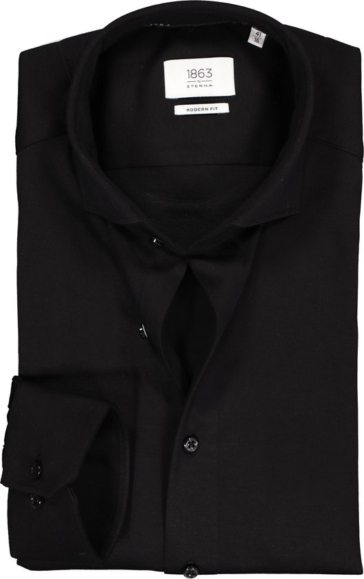 ETERNA modern fit overhemd - jersey heren overhemd - zwart - Strijkvriendelijk - Boordmaat: