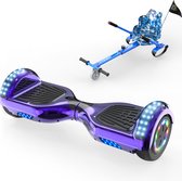 Microgo Hoverboard 6.5 Inch | Krachtige Motor | Sier LEDs | Bluetooth Speaker | Paars + Kart Blauw