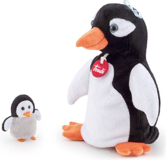Trudi Handpop Pinguïn met Baby ca 25cm (Maat S) - Trudi