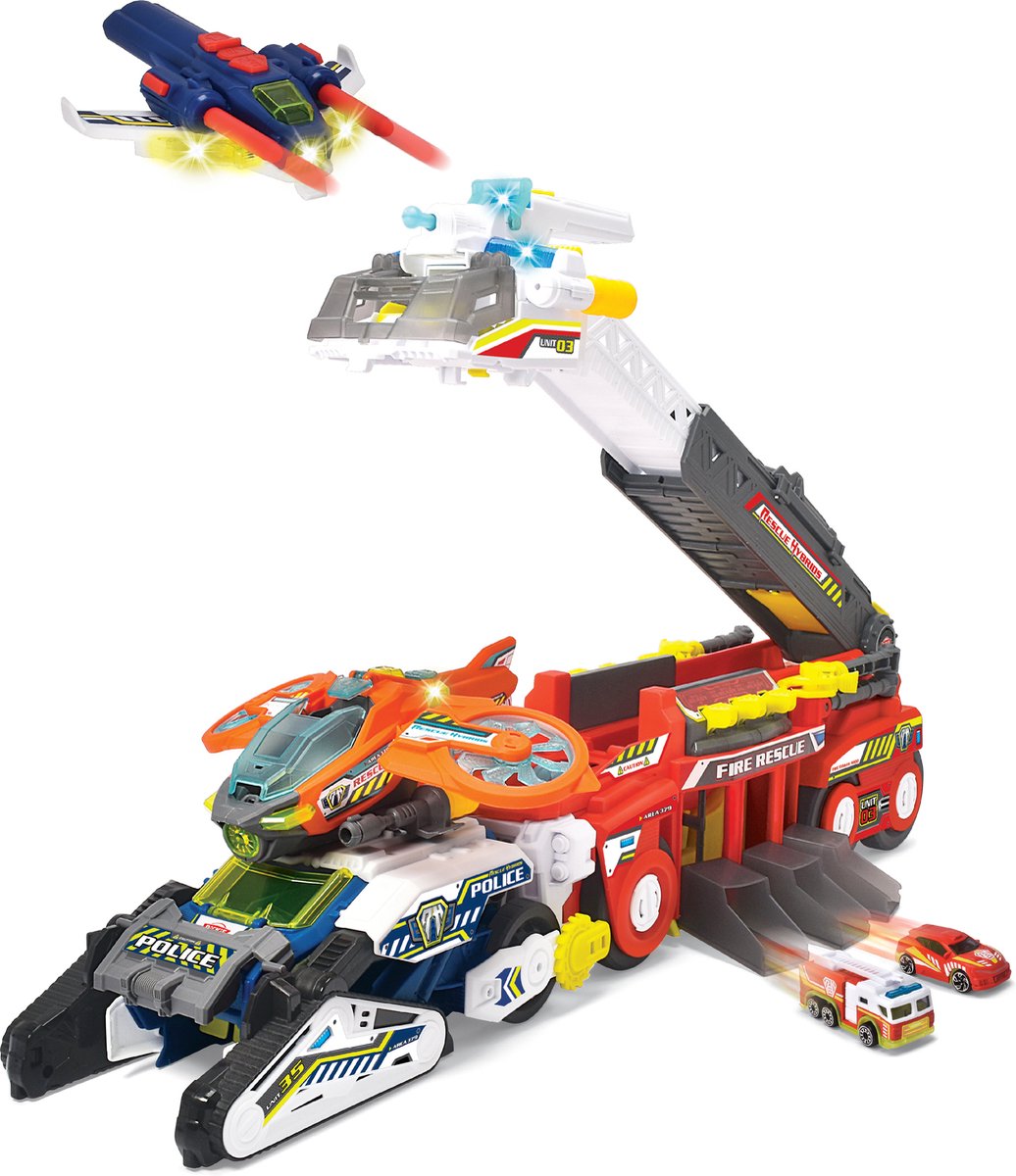 Dickie Rescue Hybrids Sky Patroller - Véhicule Avec Sons, Lumières Et Lance à Eau - Dès 3 Ans