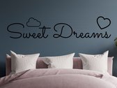 Stickerheld - Muursticker Sweet dreams - Slaapkamer - Droom zacht - Slaap lekker - Engelse Teksten - Mat Zwart - 37.1x175cm