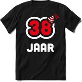38 Jaar Feest kado T-Shirt Heren / Dames - Perfect Verjaardag Cadeau Shirt - Wit / Rood - Maat XL