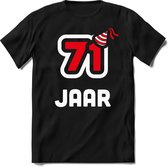 71 Jaar Feest kado T-Shirt Heren / Dames - Perfect Verjaardag Cadeau Shirt - Wit / Rood - Maat 7XL