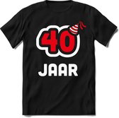 40 Jaar Feest kado T-Shirt Heren / Dames - Perfect Verjaardag Cadeau Shirt - Wit / Rood - Maat 3XL