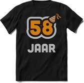 58 Jaar Feest kado T-Shirt Heren / Dames - Perfect Verjaardag Cadeau Shirt - Goud / Zilver - Maat XXL