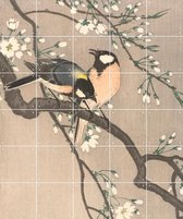 IXXI Koolmezen op bloesemtak - Wanddecoratie - Vogels - 100 x 120 cm
