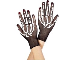 Nooitmeersaai - Zwarte visnet skelet handschoenen - One Size