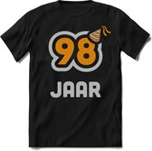 98 Jaar Feest kado T-Shirt Heren / Dames - Perfect Verjaardag Cadeau Shirt - Goud / Zilver - Maat 9XL
