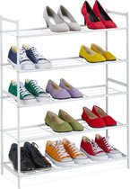 Relaxdays schoenenrek 5 etages - schoenenkast - voor 15 paar schoenen - schoenenopberger - wit