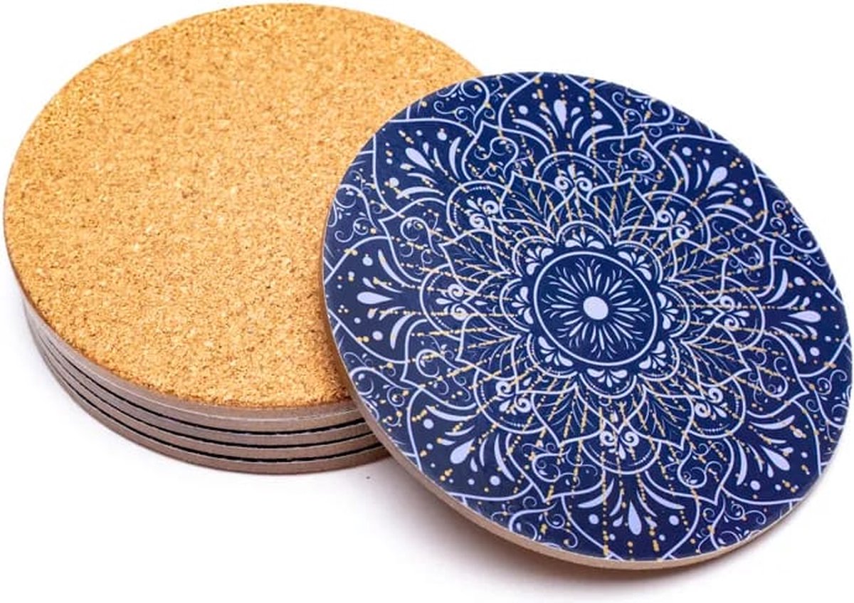 Mandala Onderzetters Donkerblauw - Set van 6 stuks
