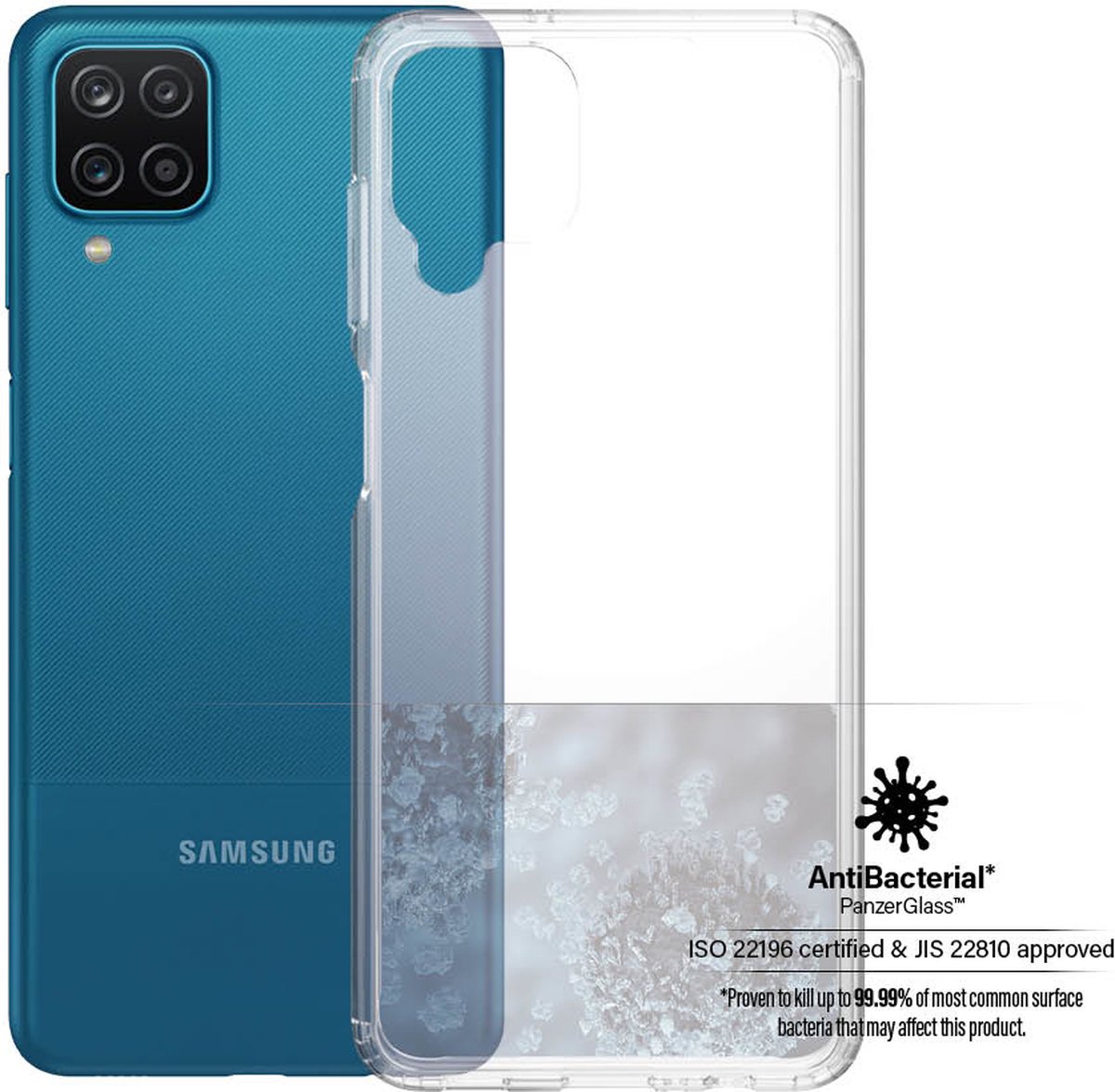 Panzer Telefoon Hoesje voor Samsung Galaxy A12 - Hardcase - Transparant (Anti-bacterieel)