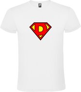 Wit T shirt met print van "letter D“ Superman “ Logo print Rood / Geel size XXXL