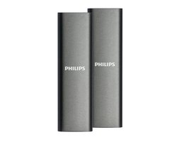 Philips Externe SSD 250 GB Duo Pack (2x 250GB) – Ultra Speed USB-C – USB A 3.2, Read 540MB/s, Write 520MB/s – Windows 11/ macOS/ Gameconsole