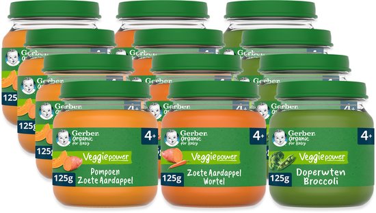 Gerber® Veggie Power Variatiemenu baby maaltijd 4+ 12 stuks