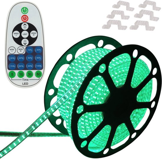 Green de bande LED - 50 mètres dans un rouleau - 220V - 2835SMD - 180L / M - IP65 - avec IR 23 Knops Remote Control
