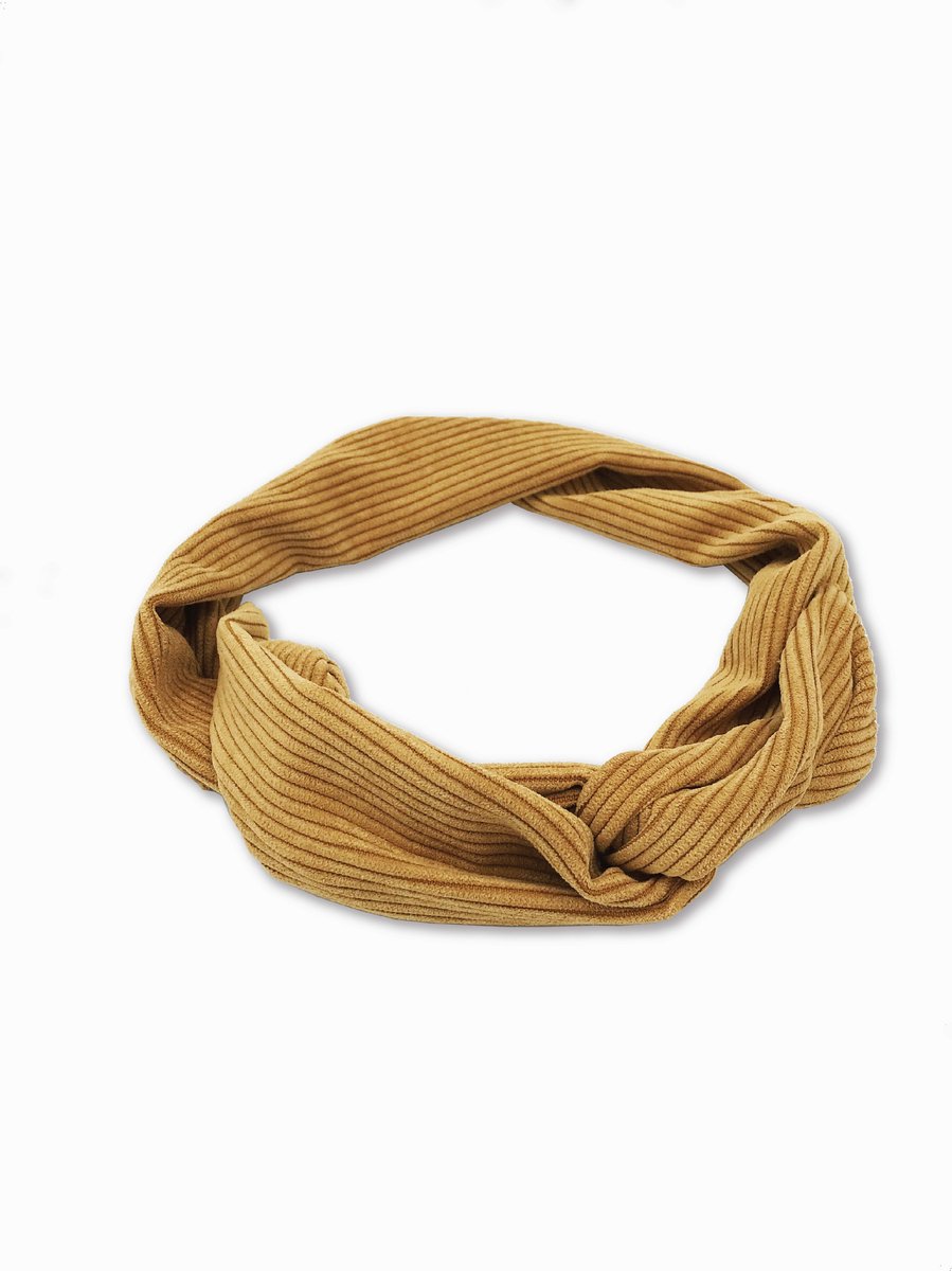 Duurzaam cadeau - Flexibele haarband - IJzerdraad - Rib Geel - 90 cm - Dames haarbanden - Knoop cross knitted – Haaraccessoires