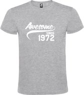 Grijs T-shirt ‘Awesome Sinds 1972’ Wit Maat XXL