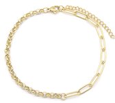 Enkelbandje Schakels - RVS - Anklet - Lengte 22-28 cm - Goudkleurig