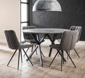 Eetkamertafel Betonlook - Ø120cm - Hoogte 76cm - Stalen Onderstel - Giga Meubel
