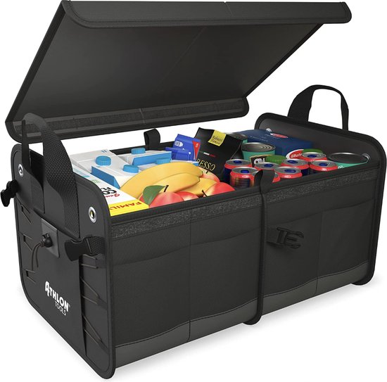 FORTEM Auto Kofferbak Organizer met Koeltas, SUV Opberger met Meerdere Vakken, Opvouwbare Opbergbox, Antislip Bodem, Verstelbare Bevestigingsriemen, Zachte Deksel (110L FORTEM Auto Kofferbak Organizer met Koeltas, SUV Opberger met Meerdere Vakken, Opvouwbare Opbergbox, Antislip Bodem, Verstelbare Bevestigingsriemen, Zachte Deksel (110L