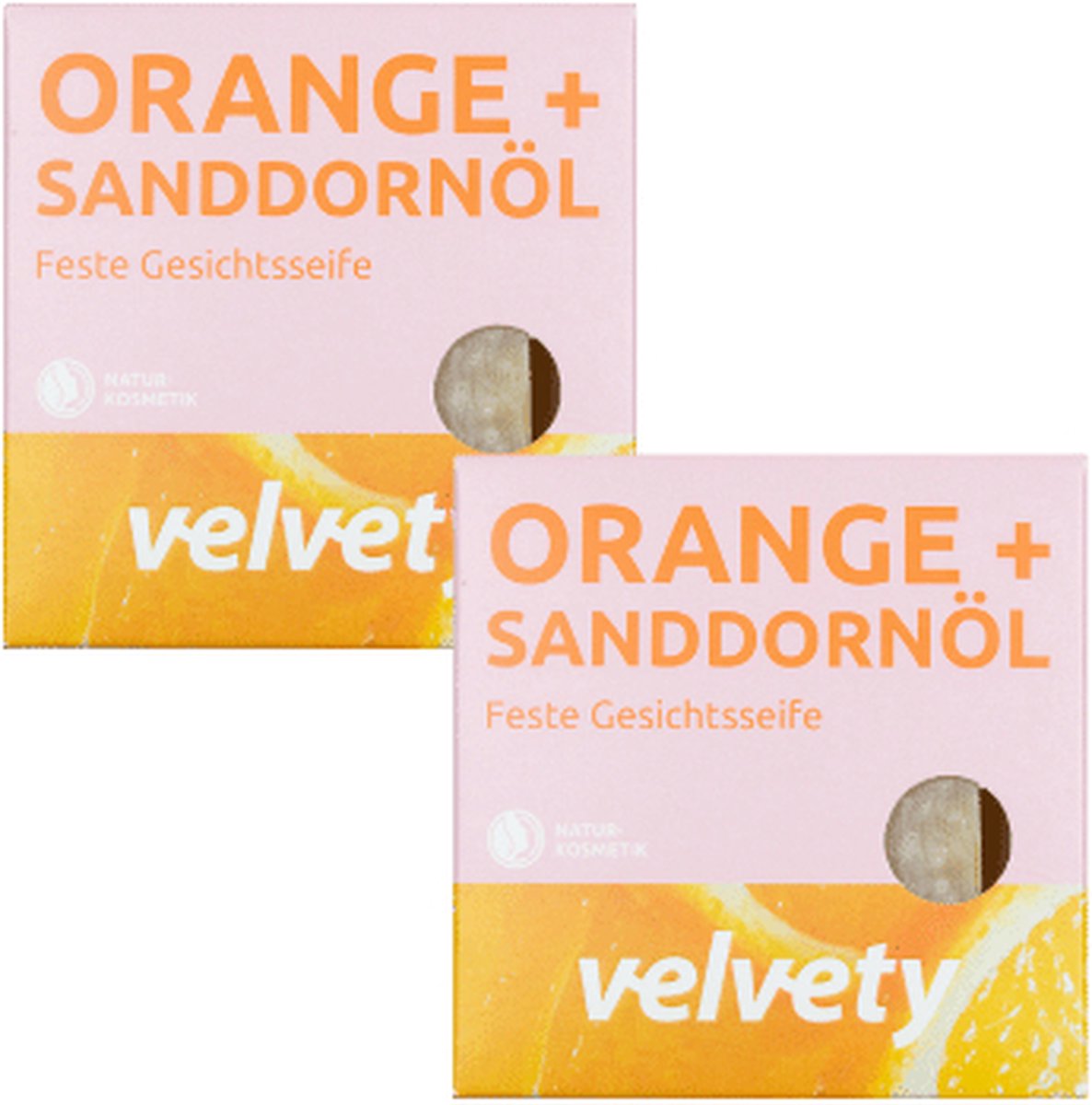 Velvety face soap bar orange + sea buckthorn oil - 2 stuks x 100 gr