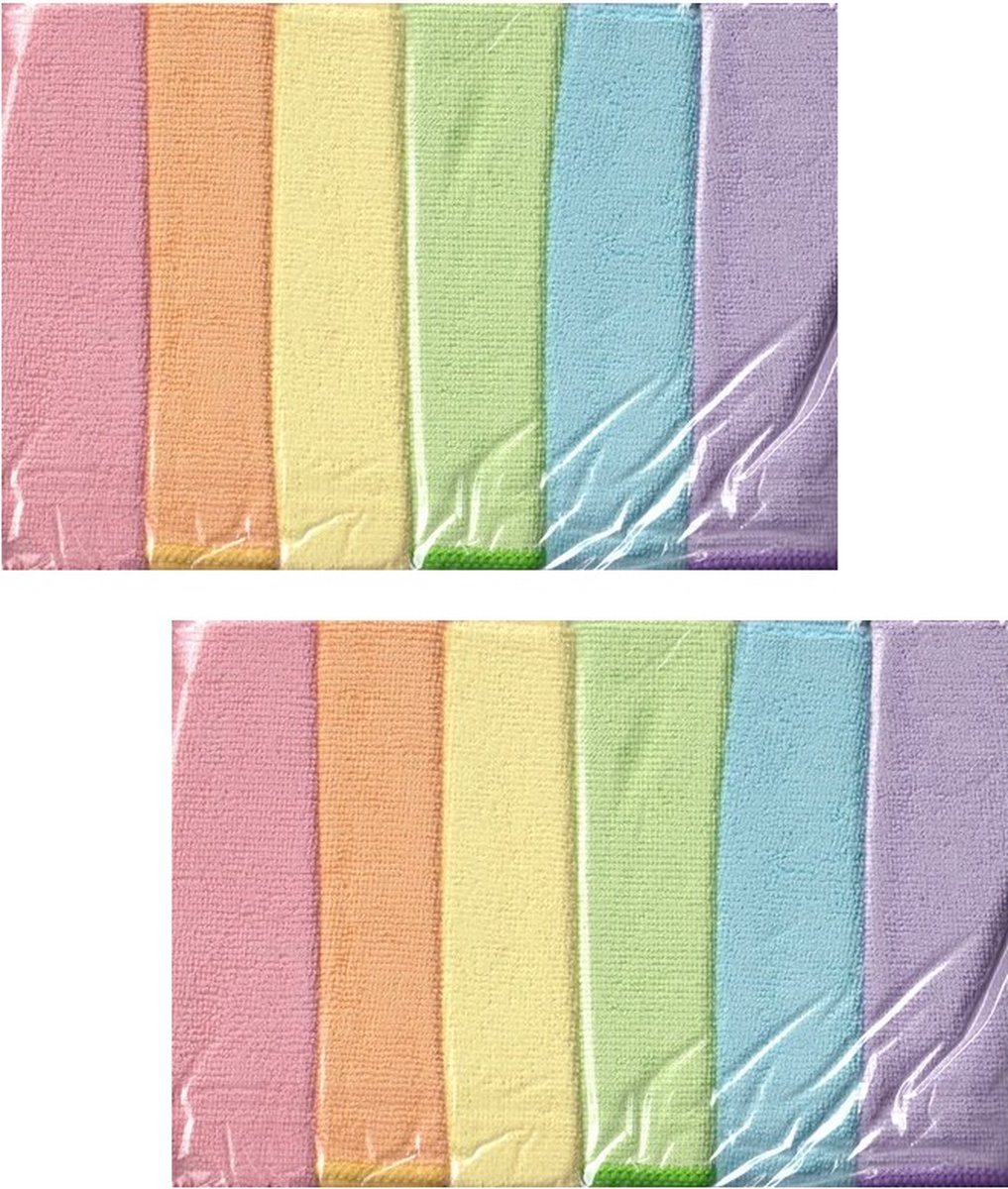 Goedkoopste Microvezeldoek gekleurd 35 x 35 cm - Vaatdoeken microvezel - Micorvezeldoekjes (2 x 6 stuks