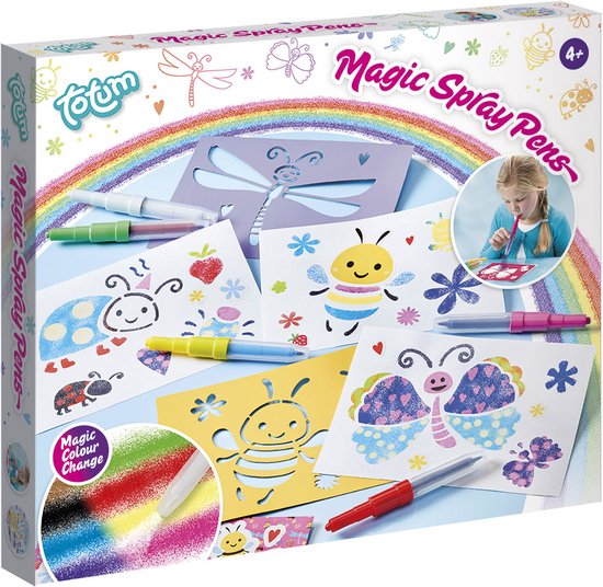 Totum magische blaaspennen en sjablonen - 5 magic spray pens - speciaal effect kleurverandering - knutselen - cadeau tip