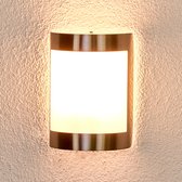 Lindby - Wandlampen buiten - 1licht - roestvrij staal, polycarbonaat - H: 22 cm - E27 - roestvrij staal, opaalwit