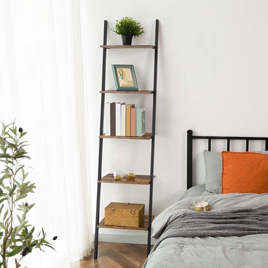 GIANTEX Leiterregal Bambus Standregal Bücherregal 5