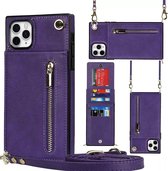 Cross Body Strap Wallet Kaarthouder Case Voor IPhone 11 - Magnetische Sluiting - Portemonnee Kaarthouder Iphone Tas - Handtas Case met Portemonnee en Kaarthouder voor Iphone - Paar