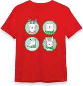Christmas Buddy Kerst T-shirt | Groen | Jongens / Meisjes | Grappige Foute kersttrui Shirt Cadeau | Kindershirt | Leuke Elf, Rendier, Kerstboom en Kerstballen Ontwerpen. Maat 104