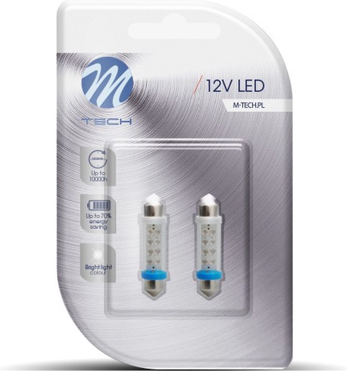 M-Tech LED C5W 12V 41mm - Basis 8x Led diode - Canbus - Blauw - Set