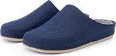 Travelin' At-Home Dames Sloffen - Wollen Pantoffels - Instappers met rubberen zool - Navy Blauw - Maat 40