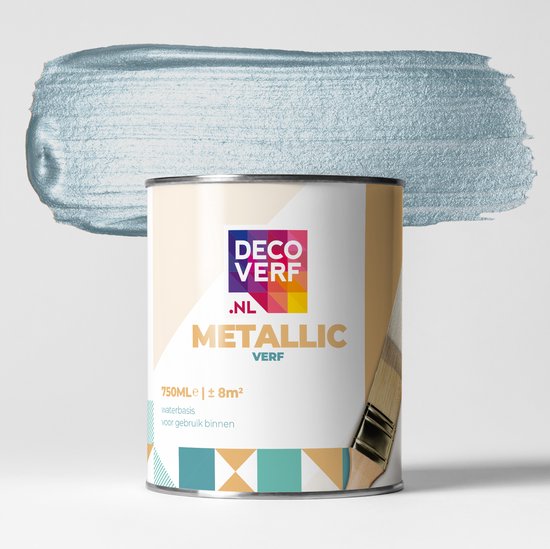 Foto: Decoverf metallic verf mistig blauw 750ml