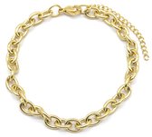 Enkelbandje Grove Schakels - RVS - Anklet - Lengte 22-28 cm - Goudkleurig