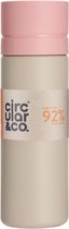 Circular&Co. herbruikbare to go waterfles 21oz/600ml crème/roze