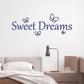 Stickerheld - Muursticker Sweet dreams - Slaapkamer - Droom zacht - Lekker slapen - Engelse Teksten - Mat Donkerblauw - 41.3x111cm