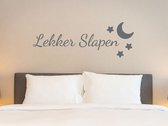 Stickerheld - Muursticker Lekker slapen - Slaapkamer - Droom zacht - Sweet dreams - Nederlandse Teksten - Mat Donkergrijs - 41.3x116.3cm