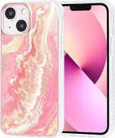 UNIQ Classic Case iPhone 13 Mini TPU Back Cover hoesje - Marble Pink