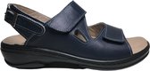 Manlisa Mt 40 platte lederen comfort sandalen velcro's 502 Navy geschikt losse steunzolen