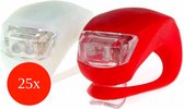Fietslampjes LED 25 Pack - 25 x Set Wit en Rood - Inclusief Batterijen - Set van 25