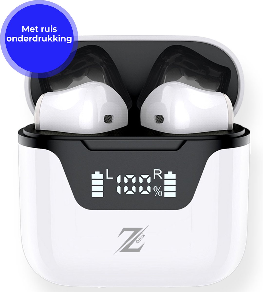 Zorix - AirBudz X3 - Draadloze Oordopjes - Draadloos oordopjes - Bluetooth Oordopjes - Sport oordopjes - Oortjes Geschikt voor Apple & Android - Wit