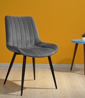 Swiss Homes® | Luxe Venus Eetkamerstoelen | Space Gray - Set van 4 | Space Gray - Fluweel - Velvet stoel - Eetkamerstoel - Kuipstoel - Industriële - Woonkamerstoelen | Nieuw Collec