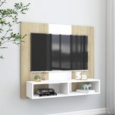 Tv-wandmeubel 102x23,5x90 cm spaanplaat wit sonoma eikenkleurig