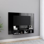 Tv-wandmeubel 120x23,5x90 cm spaanplaat hoogglans zwart